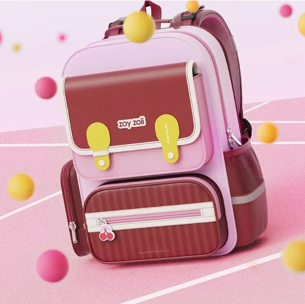 ילקוט ורוד בורדו עם מחזיק דובדבן