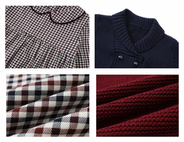 סט משובץ בורדו כחול